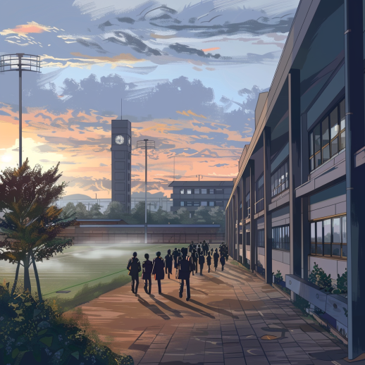 buhrsa_anime-style_campus_scene_showing_students_in_uniforms_wa_50348ebe-2f18-4e4e-bb42-9d0ca3cf84d9.webp